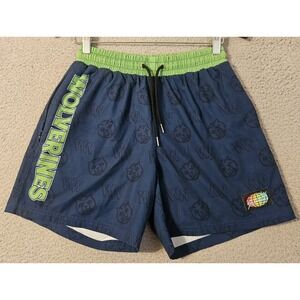 Slunks Shorts Mens Med Wolverines Blue Green Lined Swim Trunks Volleyball Beach